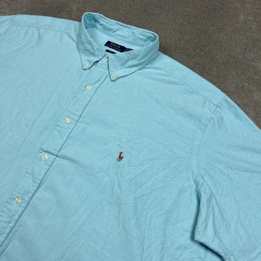 Polo Ralph Lauren Shirt Mens 3XLT Classic Fit Button Down Oxford Blue Short Slee